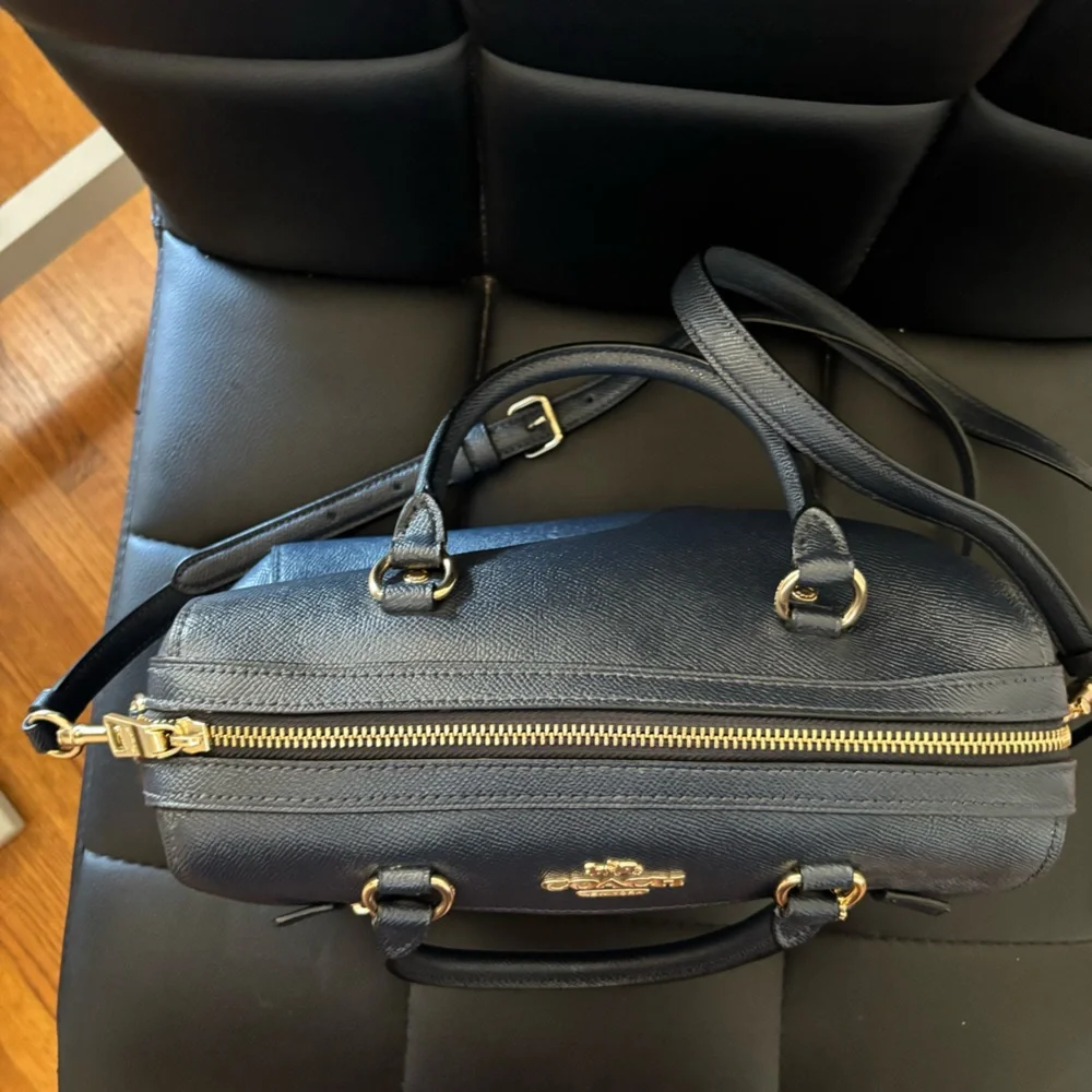 Coach Rowan Satchel Blue Leather Crossbody Purse - Picture 4 of 12